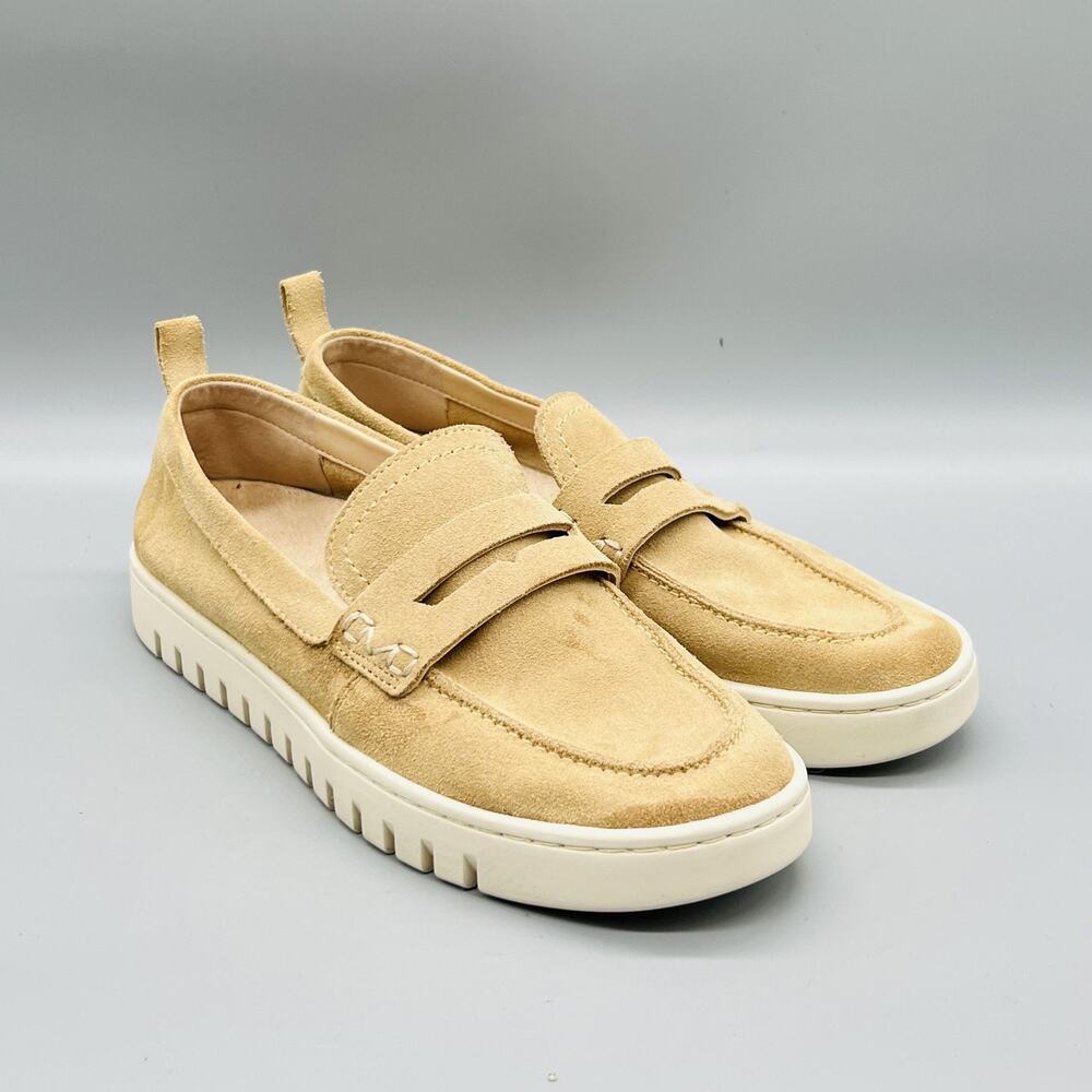 Vionic Shoes Womens 7 Beige Suede Uptown Penny Loafers Slip On Walking Comfort